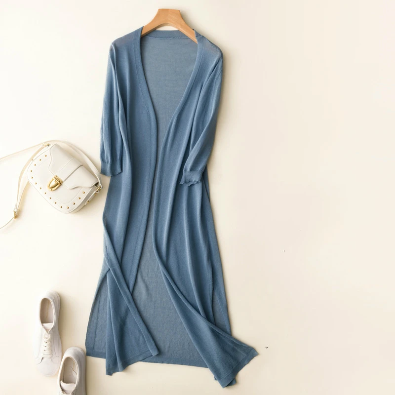 

2020 Women Cardigan Kimono Thin Knitted Cardigans Summer Autumn Female Midi Long Casual Loose Sweater Coat Jacket Plus Size