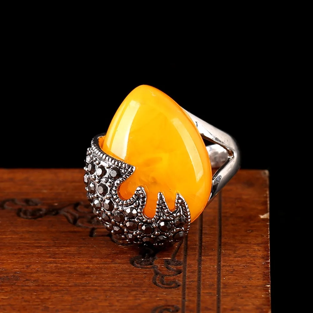 K's Gadgets большое Стоковое Винтажное кольцо Anillos Con Piedras Naturales античное серебряное