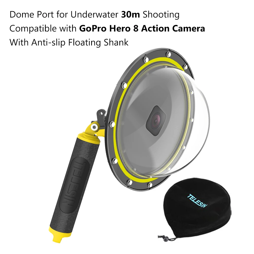 TELESIN 7 дюймовый купольный погружной чехол с погружным портом для экшн камеры GoPro