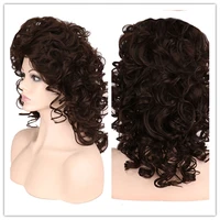 suq dark brown curly wig hair synthetic natural for women men cosplay brown heat resistant daily wigs