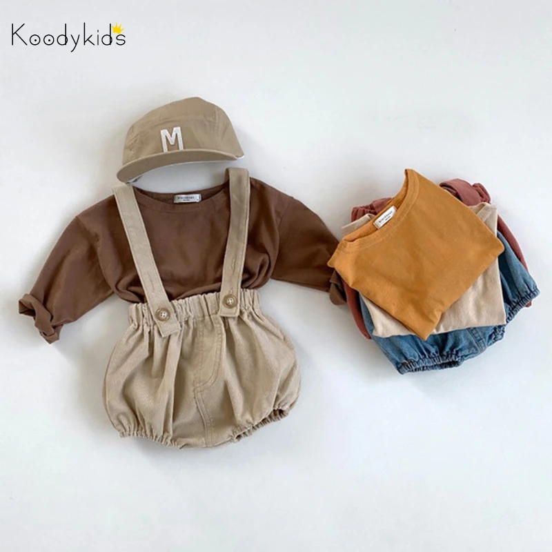 Koodykids осень 2020 комплект одежды для маленьких девочек и мальчиков рубашка Топ с