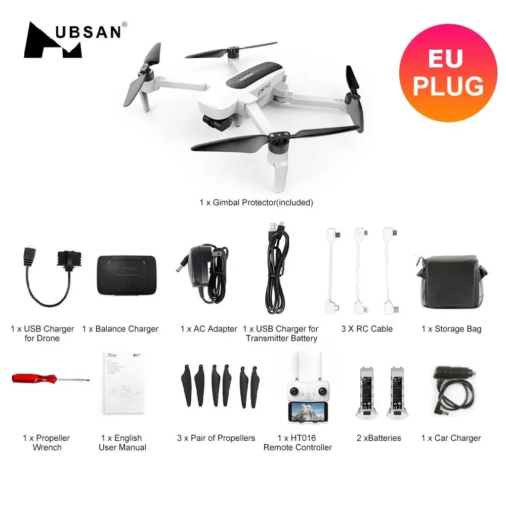 2 Battery and 1 Bag Hubsan H117S Zino gps дрона с дистанционным управлением 5,8 Г 1 км с видом от первого лица в формате 4K UHD, Камера 3-осевому гидростабилизатору Квадрокоптер UAV RTF gps+ ГЛОНАСС игрушки для вертолетов - Цвет: 2 Battery and 1 Bag