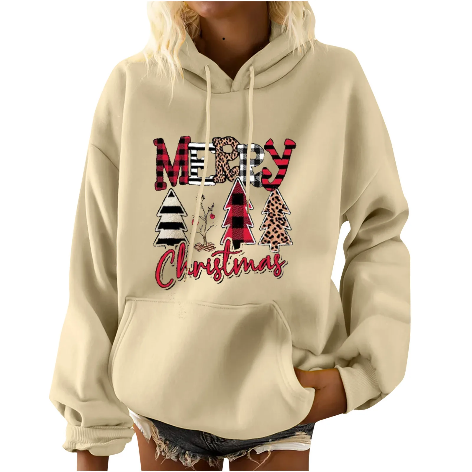 

2021 New Christmas Sweatshirts Women's Winter Hoodies Sweatshirt Printing Long Sleeve Pocket Casual Pullover Shirt Blouse