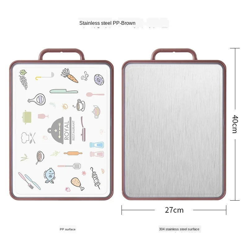 

304 Stainless Steel Double Side Plastic Cutting Board Multifunctional Kitchen Chopping Board Vegetable Fruit Chopping BlockZH715