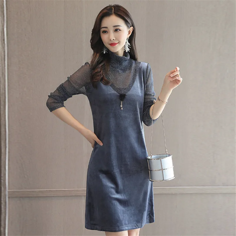 2020 Новое Осеннее винтажное женское бархатное платье женские вечерние