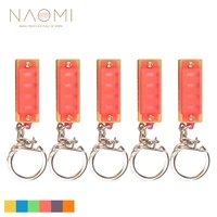 naomi 5 pieces 4 hole 8 tone mini harmonica keychain key rings toy gift pink for music musical instrument