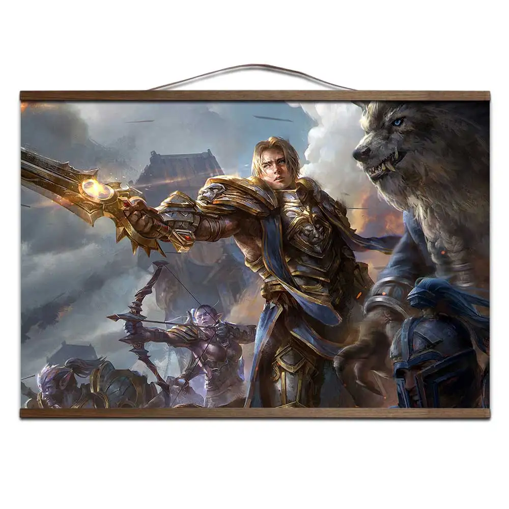 6 World of Warcrafts Битва за Azeroth плакат Sylvanas Anduin Jaina плакат с твердой древесины подвесной прокрутки украшения живопись - Цвет: 6