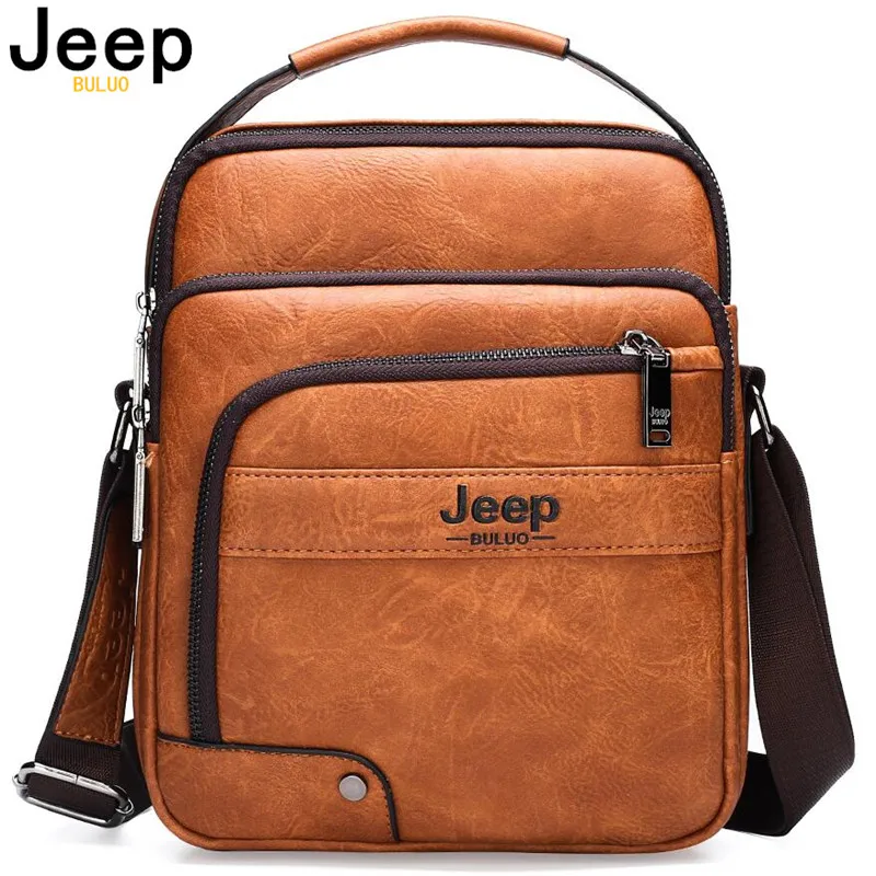 Мужская брендовая Сумка тоут JEEP BULUO оранжевая сумка из спилковой кожи деловая для