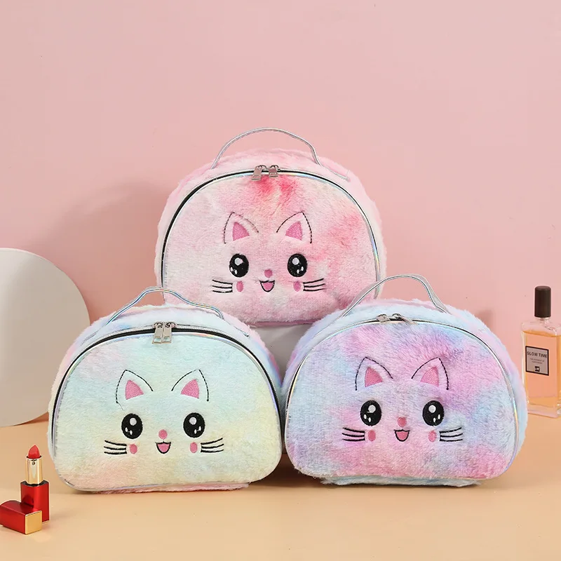 

Kawaii Cat Plush Maquillajes Para Mujer De Marca for Girls Handbag 2021 Cute Cat Travel Organizer Toiletries Bag Trousse Femme