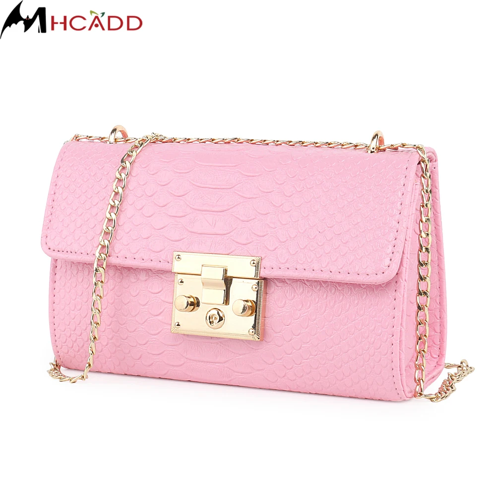 

Женская крокодиловая сумка MHCADD, сумка через плечо с текстурой под кожу аллигатора, женская сумка-мессенджер, кошельки и сумки розового цвет...