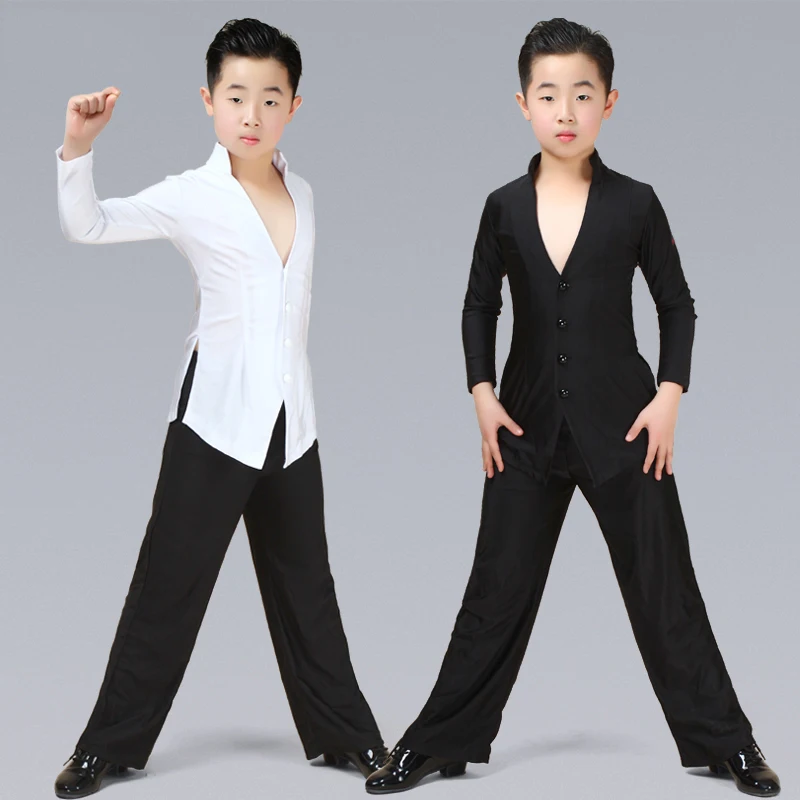 Топ для латиноамериканских танцев мальчиков пикантная рубашка с V образным