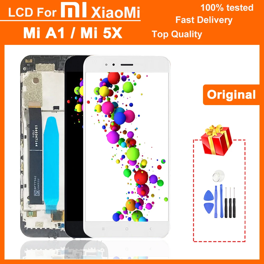 

100% протестированный Оригинальный ЖК-дисплей 5,5 "с рамкой для XIAOMI Mi A1, ЖК-дисплей с сенсорным экраном и дигитайзером в сборе для XIAOMI MI 5X, диспле...