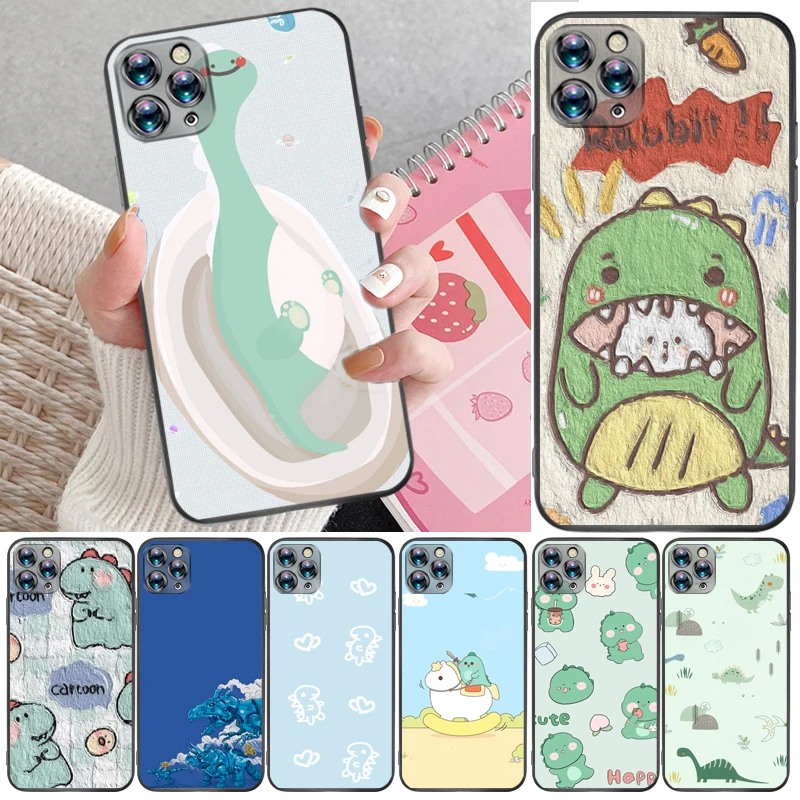

Cute Flowers Funny Couples Dinosaur Color Painting Phone Case For iPhone 12 Pro Max SE 2020 Mini Funda Back Cover