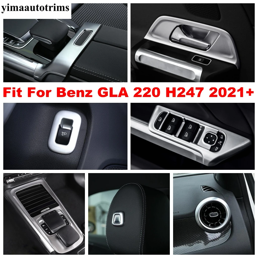 

Inner Door Armrest Window Lift Button / Handle Bowl Frame Cover Trim ABS Matte Accessories For Mercedes-Benz GLA 220 H247 2021