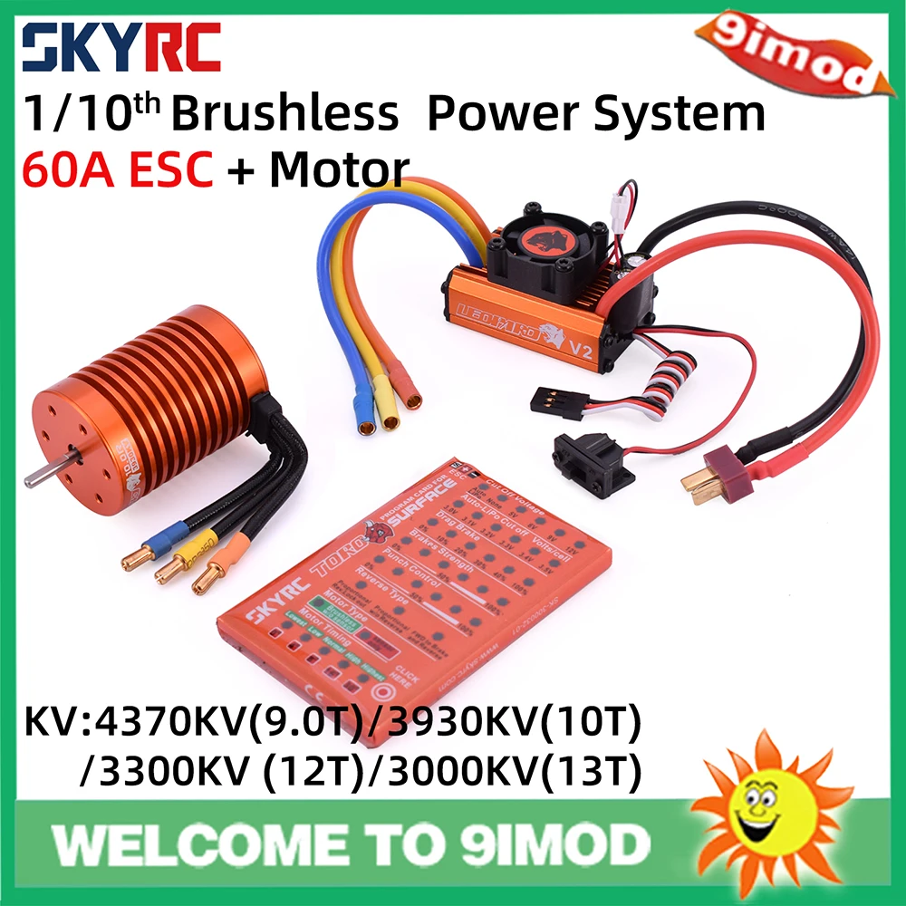SKYRC LEOPARD 9T 4370KV 10T 3930KV 12T 3300KV 13T 3000KV Brushless Motor w/60A ESC Program Card Power System for 1/10 RC Car | Игрушки и