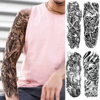 false hand shoulder body transfer tattoo temporary tattoos for women men tattoo sleeve fox snake wolf fake tattoo stickers cool