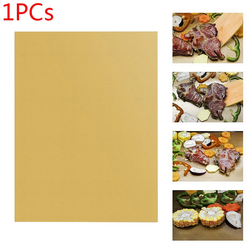 Golden 1PCs 1/2/3/5 шт коврик для барбекю гриля многоразовые антипригарное покрытие BBQ Пособия по кулинарии силиконовый коврик для выпечки простыни Фольга барбекю лайнера инструмент Кухня Пособия по кулинарии гаджет - Цвет: Golden 1PCs
