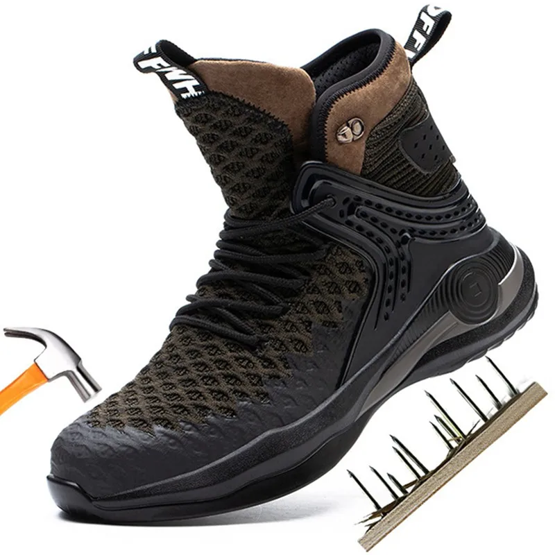 

Holfredterse Indestructible Winter Hot Mens Safety Work Shoes Steel Toe Cap Puncture-Proof Boots Lightweight High Top 1688-FZ-66