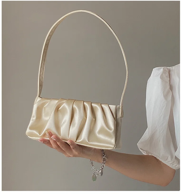 

Female small bag silk simple fashion bag soft women vintage messenger shoulder women bag baguette jl988