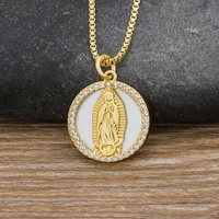 aibef 2021 new copper zircon colorful crystal virgin mary pendant necklace for women female fashion wedding catholic jewelry
