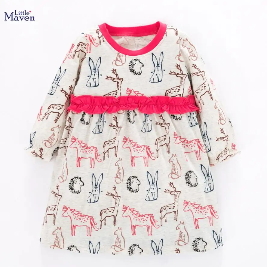 

Little maven kids girls brand autumn children's dress baby girls clothes Cotton animal print toddler girl dresses QW030