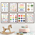 Постеры и принты для детской комнаты, в форме цветного алфавита, в скандинавском стиле, настенные картины для детской комнаты