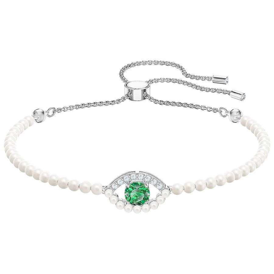 

SWA Exquisite Green Crystal Eye Push-pull Adjustable Bracelet Elegant Simple Ladies Luxury Jewelry Send Girlfriend Romantic Gift