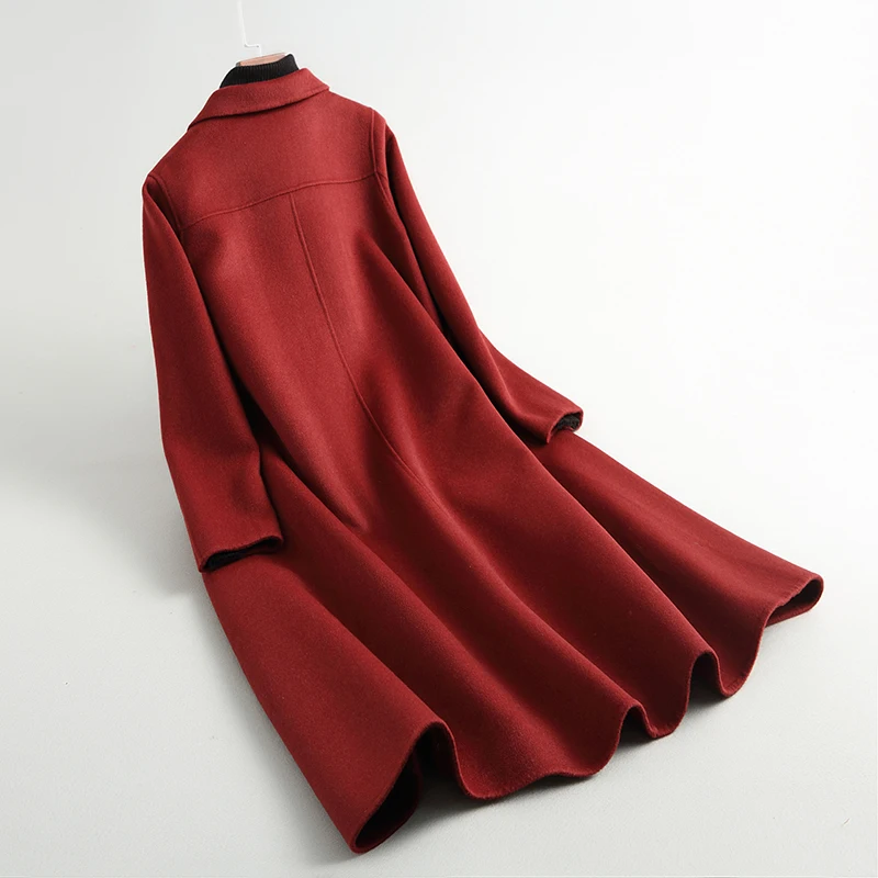 Женская зимняя куртка 100% пальто женская ручная работа двухсторонняя шерсть