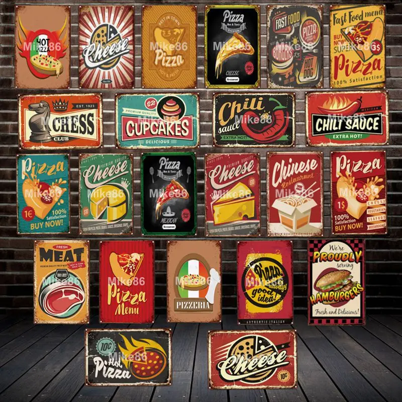 

[ Mike86 ] Pizza Cheese CHILI SAUCE Metal Sign Vintage Store Retro Iron Painting Poster Art 20*30 CM LT-1902