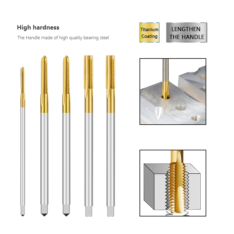 Метчик для машинной резьбы 90-150 длинный хвостовик метрический штекер M2-M12 прямая