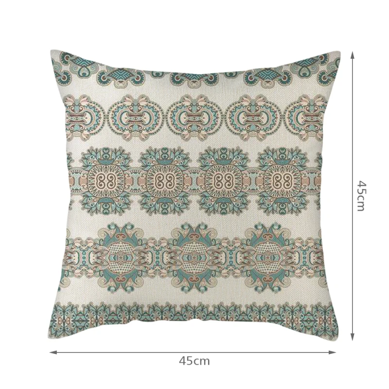

Nanacoba Vintage Ethnic Cushion Cover Geometric Flower Pattern Linen Pillow Covers New for Home Sofa Decor Pillowcases 45x45cm