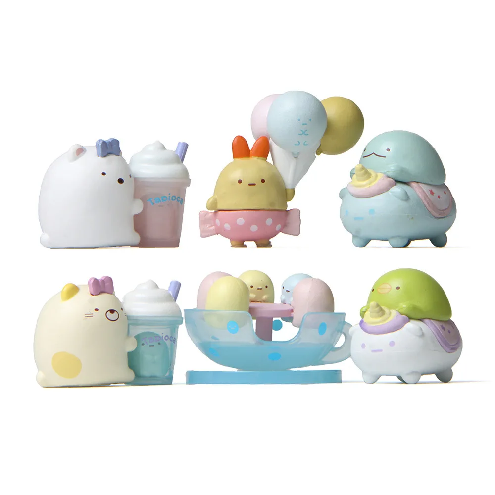6 шт./партия милый аниме Sumikko Gurashi ПВХ фигурка модель десерт серии Пингвин медведь