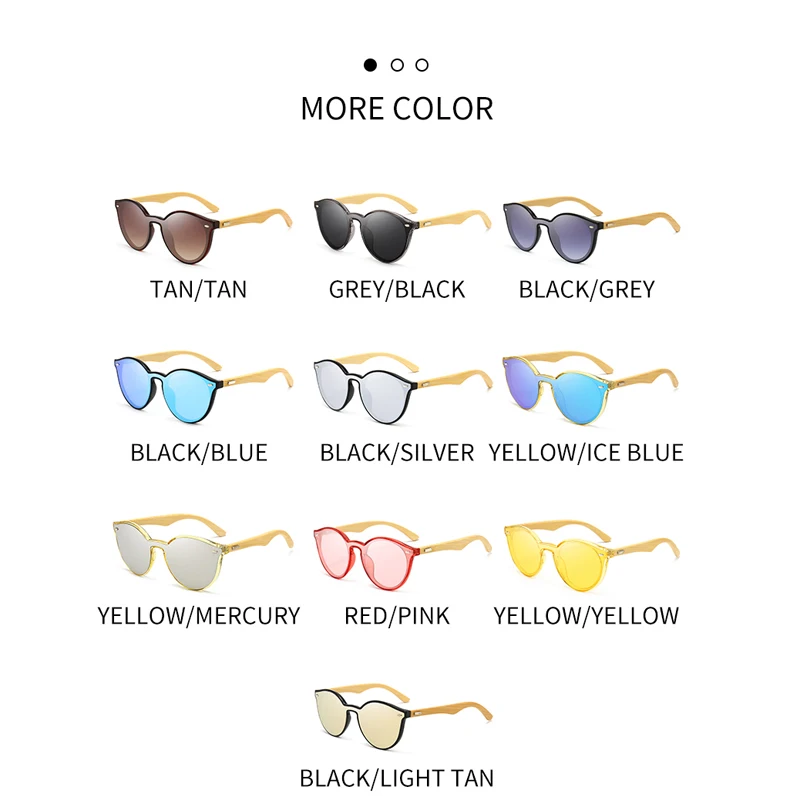 

CRSHR Vintage Sunglasses For Women Fashion Colorful Lenses Real BANBOO Arms Personalized Design Goggle Glasses UV400