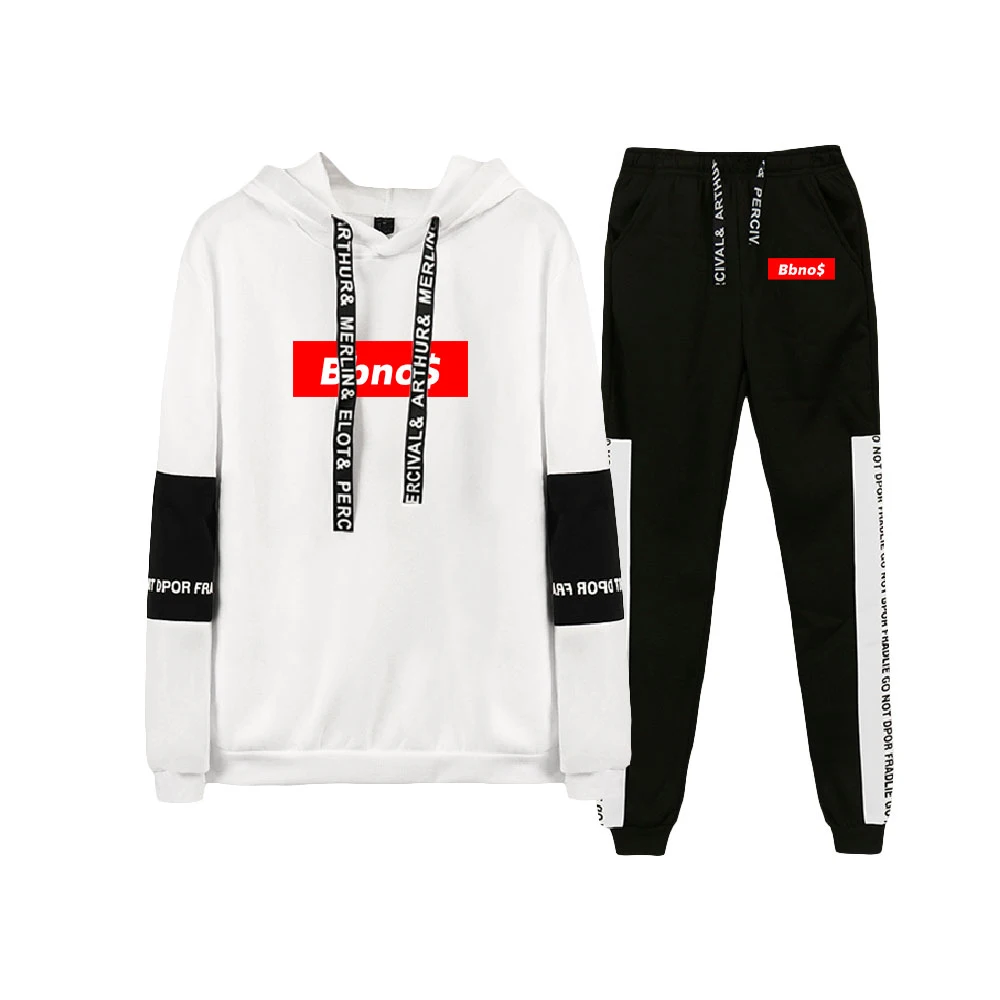 

BBNO$ Two-piece suit Women/Men Long Sleeve Hoodies+Jogger Pants Hip hop Casual Harajuku Trendy Clothes
