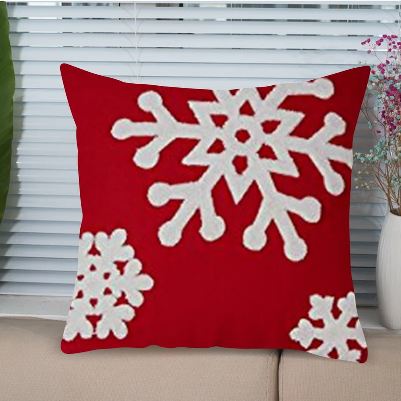 45x45cm Christmas Pillow Cover Snowflake Throw Polyester Linen Cushion Living Room Sofa Pillowcase Home Car Decor | Дом и сад