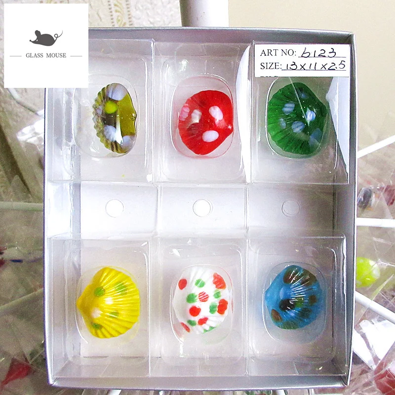 

6pcs Decorative Figurine Miniature glass shell ornament Home Aquarium Fish tank decoration handmade murano glass conch statues