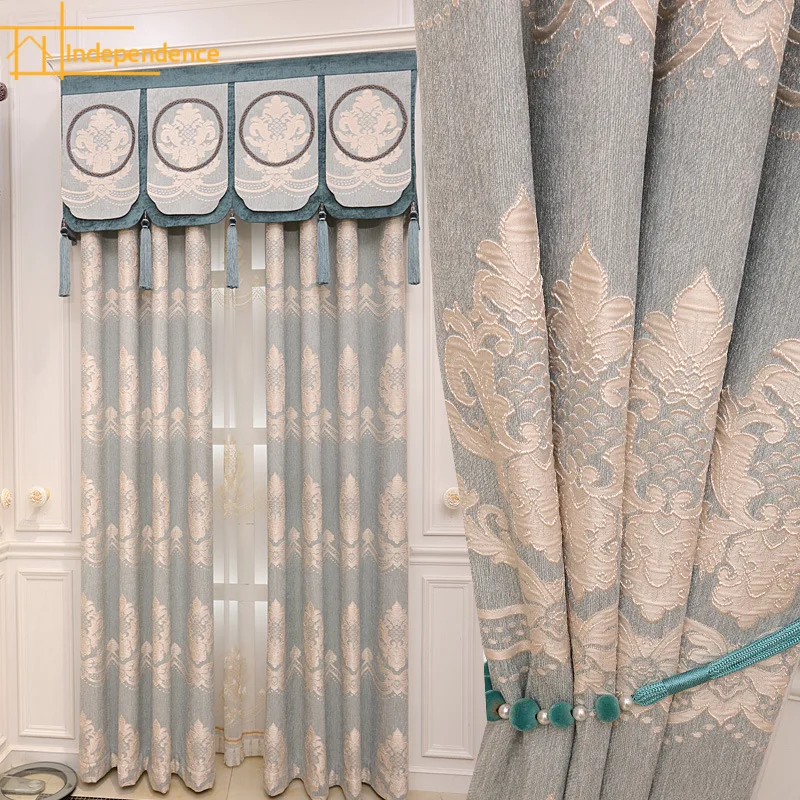 

Высококачественные жаккардовые шенилловые плотные затемняющие шторы в европейском стиле для спальни и гостиной товары на заказ
