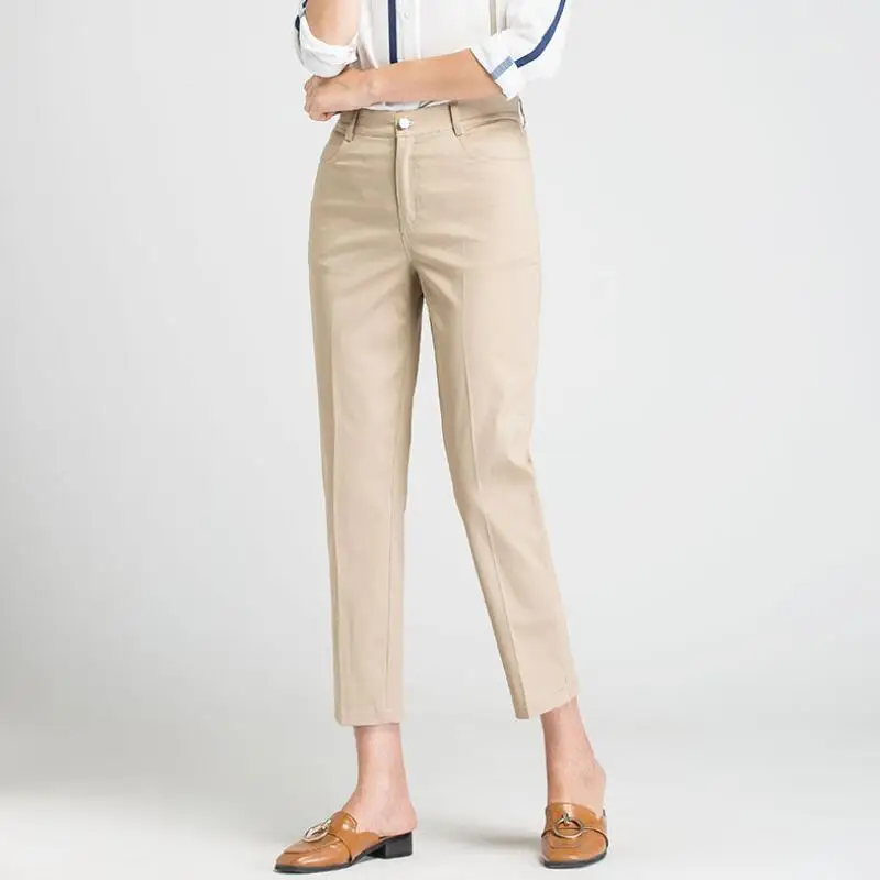 

2021 Spring Summer Women Pants Female Solid High Waist Straight Pants Cotton Casual Pants Women Trousers j363