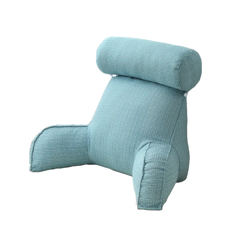 Linen Reading Pillow with Armrests and Round Pearl Cotton Inner Core Detachable Multifunctional Big Waist | Дом и сад