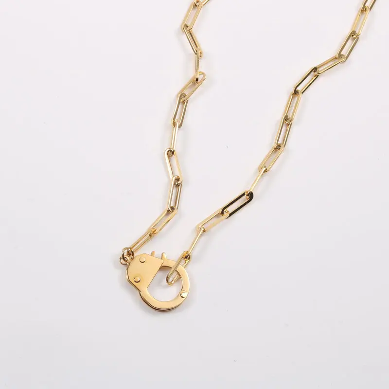 

Stainless Steel Paper Clip Handcuffs Necklace