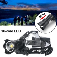 16 core xhp160 powerful zoom led headlamp rechargeable 18650 usb head lamp with 3 mode light and power display headlights