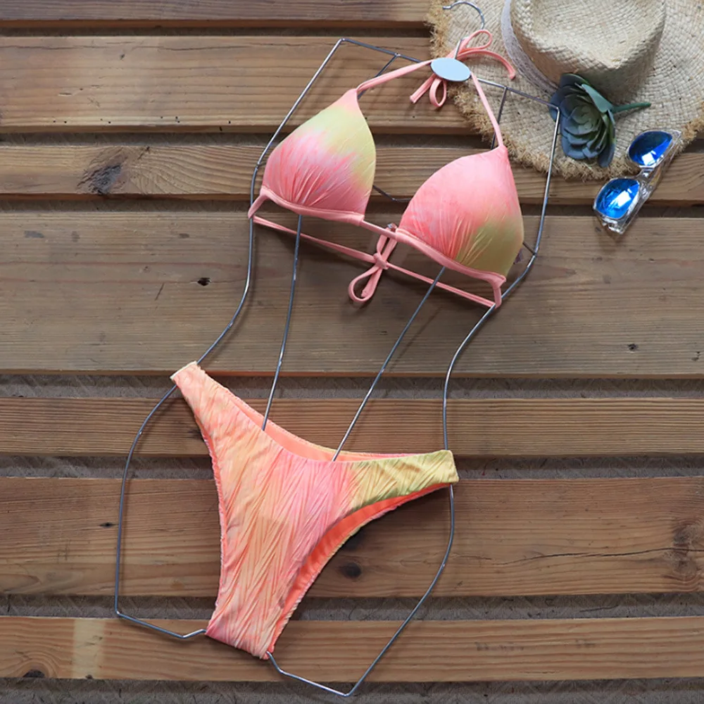 

2020 European and American swimwear gradient split bikini beach swimwear sexy fashion briefs