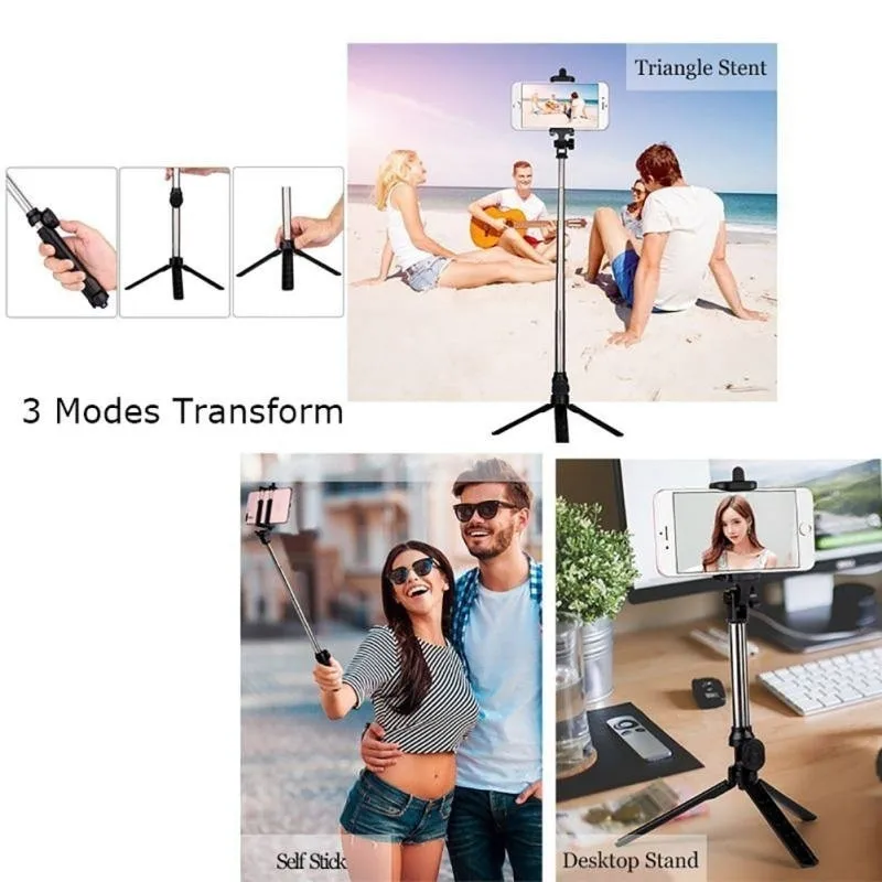 3 in 1 Portable Bluetooth Selfie Stick Tripod Hand-held Remote Control Extendable Foldable For Smartphone camera | Мобильные