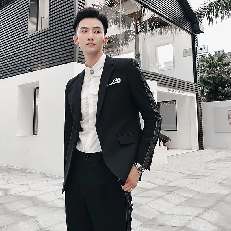 (Пиджак и брюки) роскошный мужской классический костюм цвета хаки комплект из 2