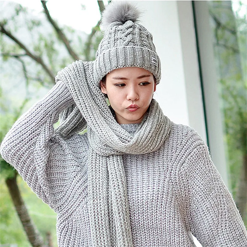 Модные подарочные теплые зимние женские шапки и шарфы элегантный шарф шапка