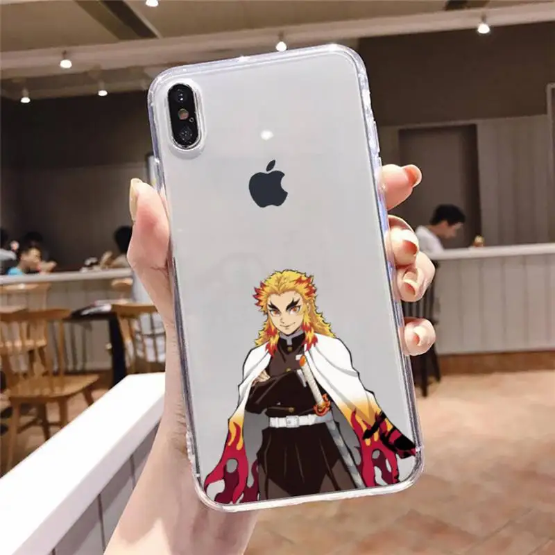 

Kyojuro Rengoku Kimetsu no Yaiba anime Phone Case Transparent soft For iphone 5 c se 6 6s 7 8 11 12 plus mini x xs xr pro max