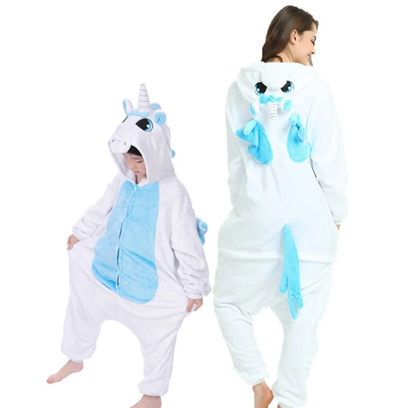 

Animal Unicorn Stitch Pajama Kigurumi Pyjama Family Pijama Unicornio Women Winter Flannel Hoodie Mom Daughter Onesie Sleepwear