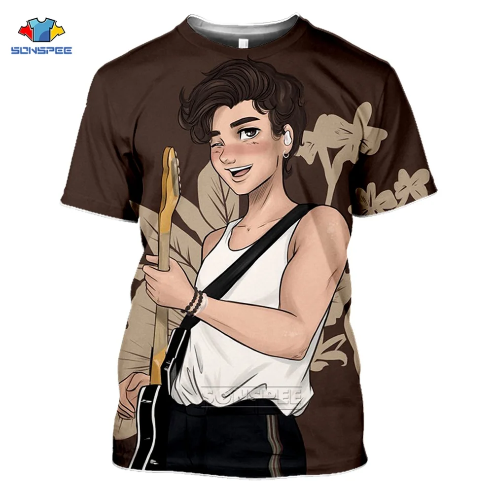 SONSPEE Канада певец Shawn Mendes футболки с коротким рукавом и 3d принтом Летняя