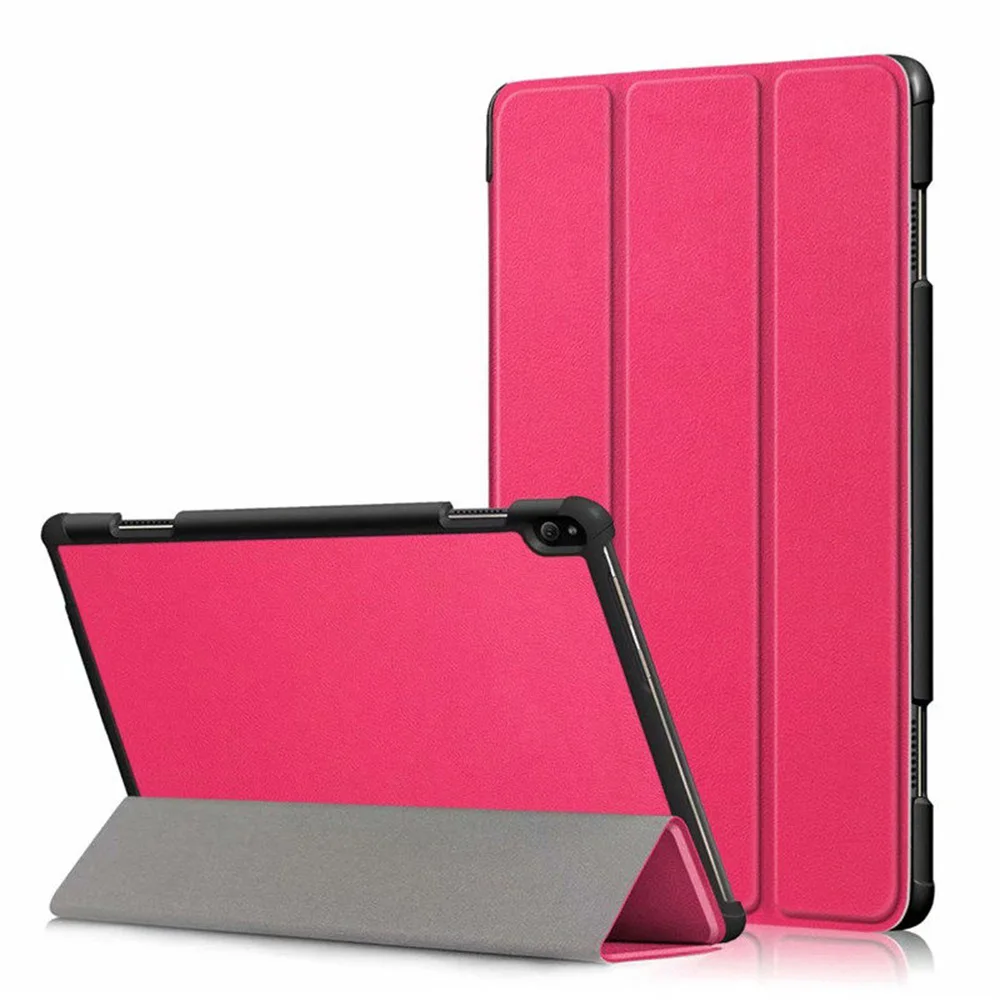 1 шт. чехол для lenovo Tab E10 10,1 ''чехол для планшета Funda TB-X104F TB X104F тонкий магнитный складной PU кожаный чехол-подставка+ подарки - Цвет: Розово-красный