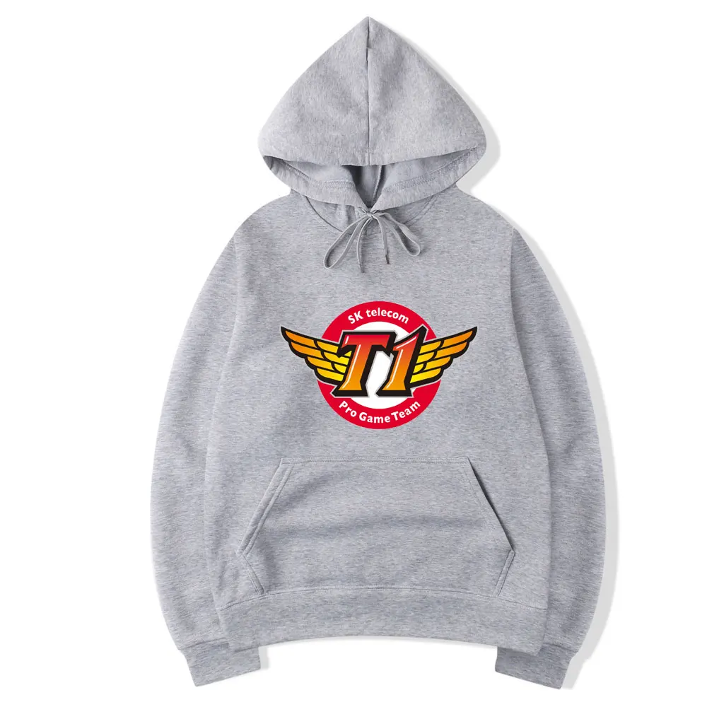 Мужская/Женская толстовка SKT T1 хлопковая с капюшоном и длинным рукавом для